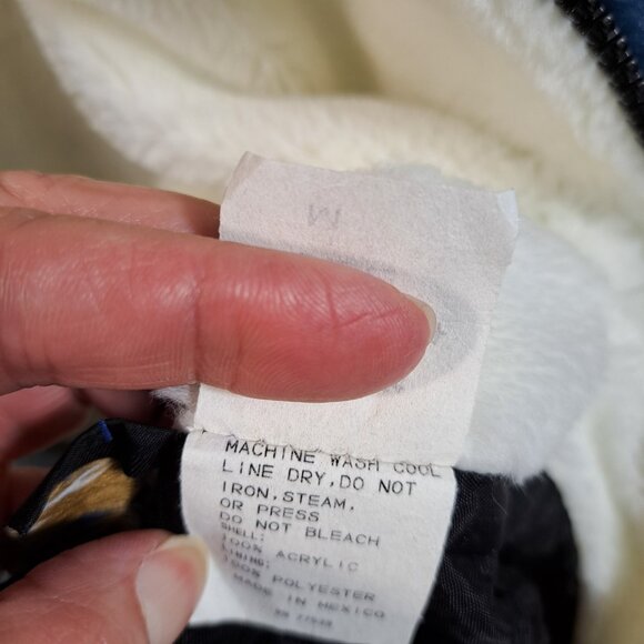 VTG Nordic Lights Jacket Coat Womens M Hooded Reversible Fleece Horse Pony Blue - Picture 12 of 14